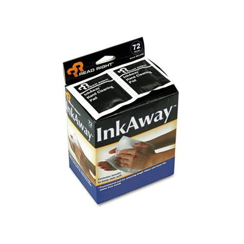 Ink Away Hand Cleaning Pads, Cloth, White, 72-pack