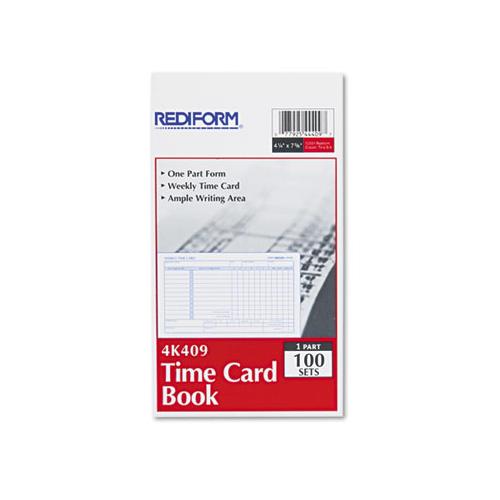 Employee Time Card, Weekly, 4-1-4 X 7, 100-pad