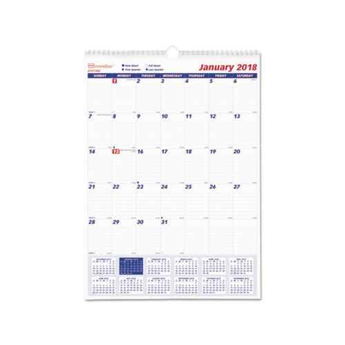 One Month Per Page Twin Wirebound Wall Calendar, 12 X 17, 2021