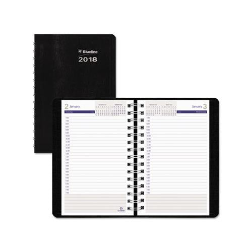 Duraglobe Daily Planner Ruled For 30-minute Appointments, 8 X 5, Black, 2021