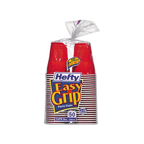 Easy Grip Disposable Plastic Party Cups, 9 Oz, Red, 50-pack, 12 Packs-carton