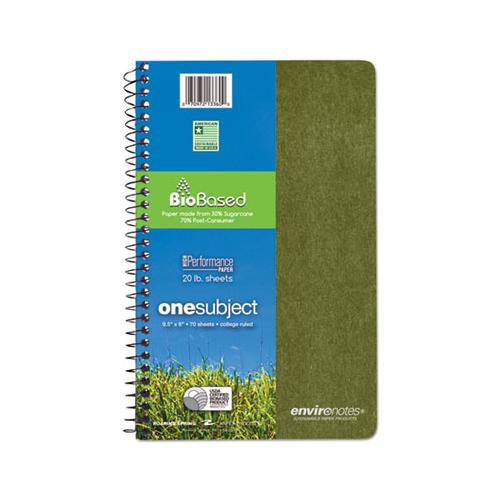 Environotes Biobased Notebook, 1 Subject, Medium-college Rule, Assorted Earthtones Covers, 9.5 X 6, 70 Sheets