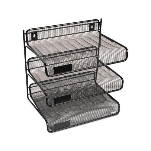 Mesh Three-tier Letter Size Desk Shelf, 10 X 7 X 9 3-8, Black