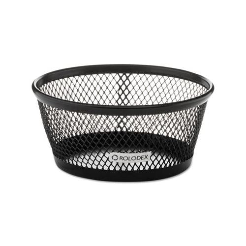 Jumbo Nestable Paper Clip Dish, Wire Mesh, 4 3-8" Diameter X 2" , Black