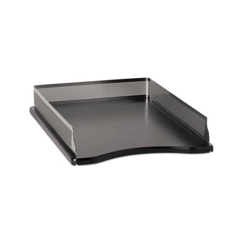 Distinctions Desk Tray, 1 Section, Letter Size Files, 8.5" X 11", Black-silver