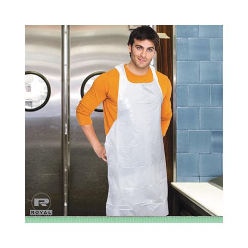 Poly Apron, White, 28 In. X 46 In., 100-pack, One Size Fits All, 10 Pack-carton