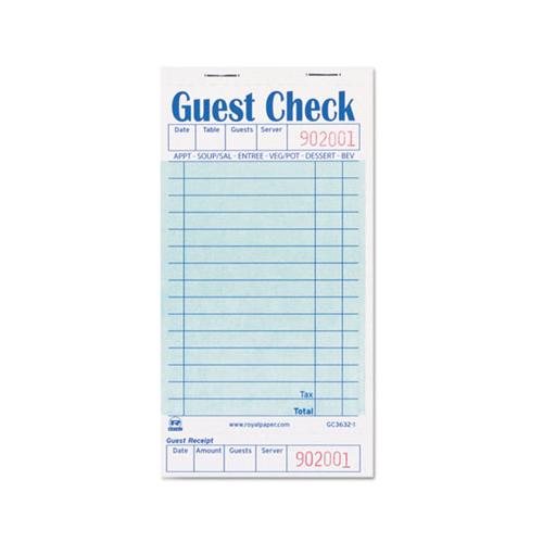 Guest Check Book, 3 1-2 X 6 7-10, 50-book, 50 Books-carton
