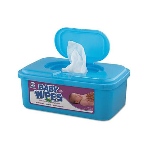 Baby Wipes Tub, White, 80-tub, 12-carton