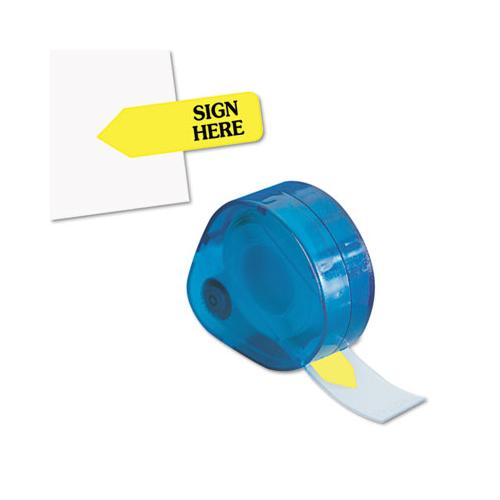 Arrow Message Page Flags In Dispenser, "sign Here", Yellow, 120 Flags-dispenser
