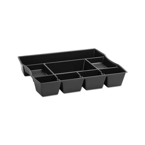 Nine-compartment Deep Drawer Organizer, Plastic, 14 7-8 X 11 7-8 X 2 1-2, Black