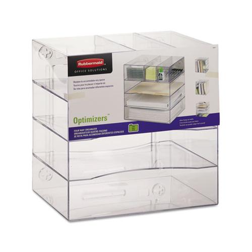 Optimizers Four-way Organizer With Drawers, Plastic, 10 X 13 1-4 X 13 1-4, Clear