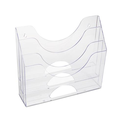Optimizers Multifunctional Three-pocket File Folder Organizer, 3 Sections, Letter Size Files, 13" X 3.5" X 11.5", Clear