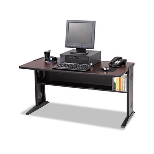 Computer Desk With Reversible Top, 47.5w X 28d X 30h, Mahogany-medium Oak-black
