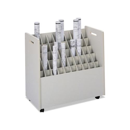 Laminate Mobile Roll Files, 50 Compartments, 30.25w X 15.75d X 29.25h, Putty