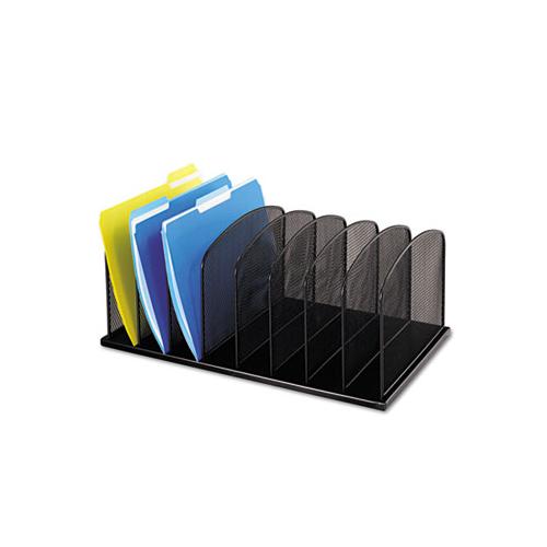 Onyx Mesh Desk Organizer With Upright Sections, 8 Sections, Letter To Legal Size Files, 19.5" X 11.5" X 8.25", Black