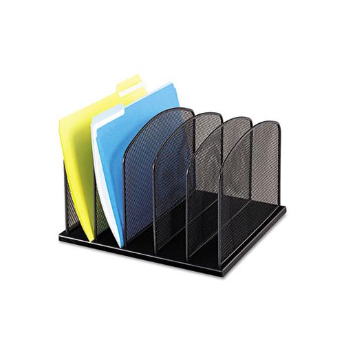 Onyx Mesh Desk Organizer With Upright Sections, 5 Sections, Letter To Legal Size Files, 12.5" X 11.25" X 8.25", Black