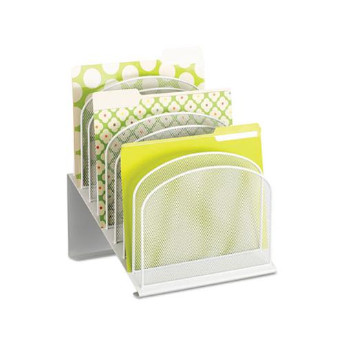 Onyx Mesh Desk Organizer With Tiered Sections, 8 Sections, Letter To Legal Size Files, 11.75" X 10.75" X 14", White