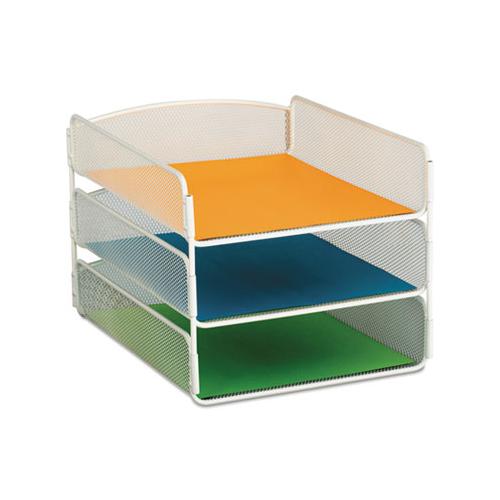 Onyx Desk Tray, 3 Sections, Letter Size Files, 9.25" X 11.75" X 8", White
