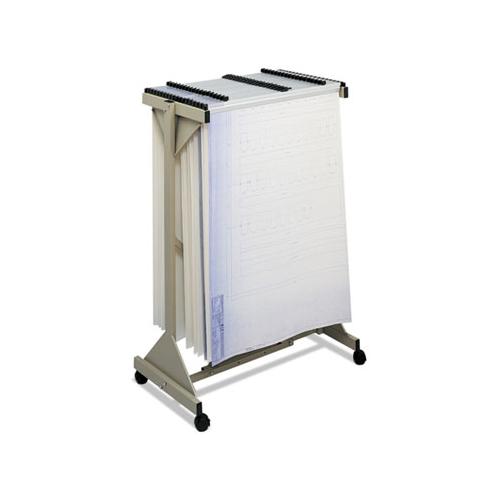 Mobile Plan Center Sheet Rack, 18 Hanging Clamps, 43.75w X 20.5d X 51h, Sand