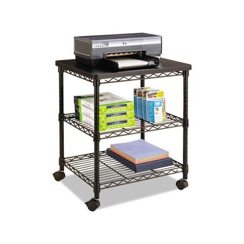 Desk Side Wire Machine Stand, Three-shelf, 24w X 20d X 27h, Black