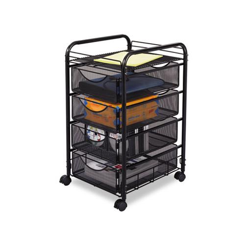 Onyx Mesh Mobile File With Four Supply Drawers, 15.75w X 17d X 27h, Black