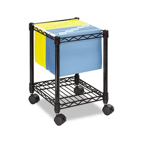 Compact Mobile Wire File Cart, One-shelf, 15.5w X 14d X 19.75h, Black