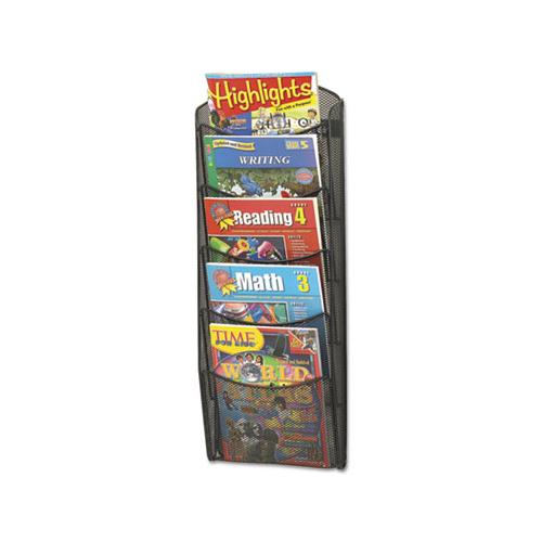 Onyx Mesh Literature Rack, Five Compartments, 10.25w X 3.5d X 28.33h, Black