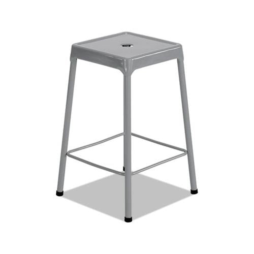 Counter-height Steel Stool, 25" Seat Height, Supports Up To 250 Lbs., Silver Seat-silver Back, Silver Base