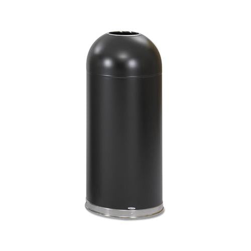 Open-top Dome Receptacle, Round, Steel, 15 Gal, Black