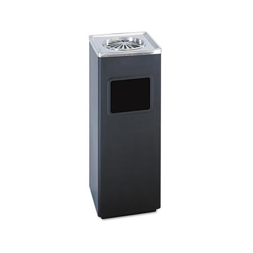 Ash 'n Trash Sandless Urn, Square, Stainless Steel, 3 Gal, Black-chrome