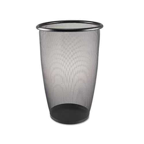 Onyx Round Mesh Wastebasket, Steel Mesh, 9 Gal, Black