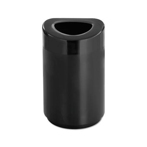 Open Top Round Waste Receptacle, Steel, 30 Gal, Black