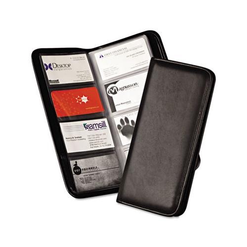 Professional Vinyl Business Card File, 160 Card Cap, 2 X 3 1-2 Cards, Black