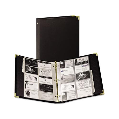 Classic Vinyl Business Card Binder, 200 Card Cap, 2 X 3 1-2 Cards, Ebony