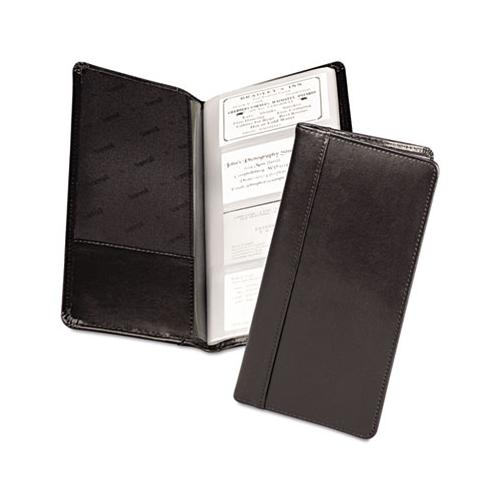 Regal Leather Business Card File, 96 Card Capacity, 2 X 3 1-2 Cards, Black