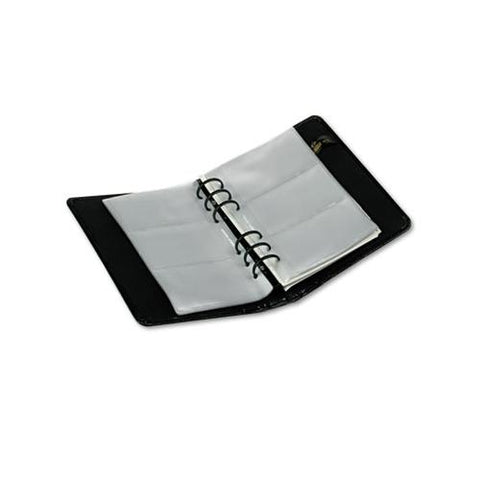 Regal Leather Business Card Binder, 120 Card Capacity, 2 X 3 1-2 Cards, Black