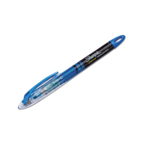 Liquid Pen Style Highlighters, Chisel Tip, Fluorescent Blue, Dozen