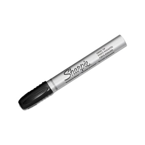 Durable Metal Barrel Permanent Marker, Broad Chisel Tip, Black