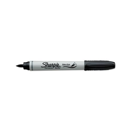 Brush Tip Permanent Marker, Medium, Black, Dozen
