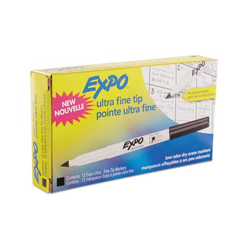 Low-odor Dry-erase Marker, Extra-fine Needle Tip, Black, Dozen
