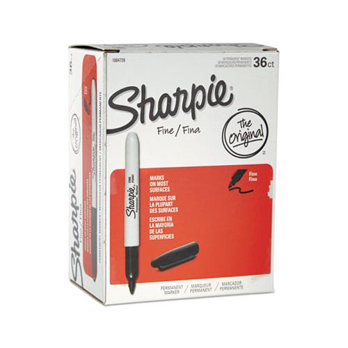Fine Tip Permanent Marker, Black, 36-pack