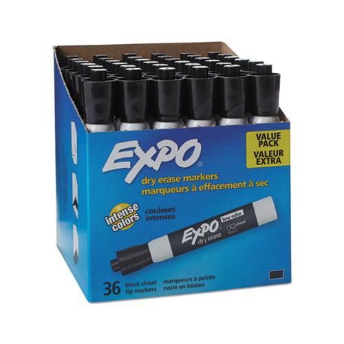 Low-odor Dry-erase Marker, Broad Chisel Tip, Black, 36-box