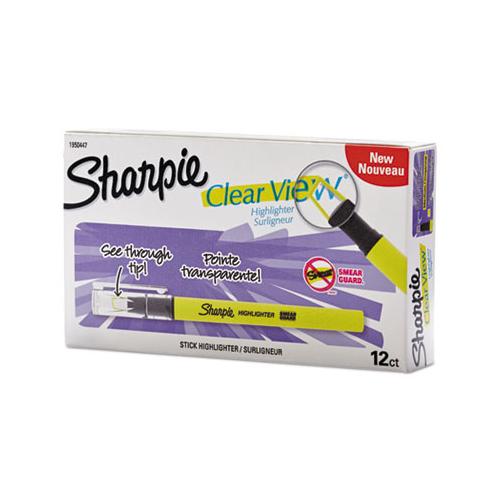 Clearview Pen-style Highlighter, Chisel Tip, Fluorescent Yellow, Dozen