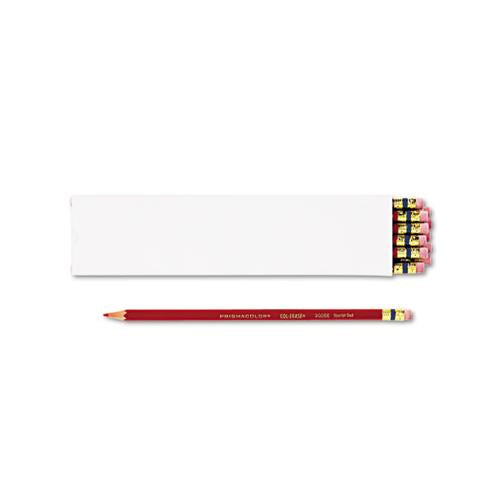 Col-erase Pencil With Eraser, 0.7 Mm, 2b (#1), Scarlet Red Lead, Scarlet Red Barrel, Dozen