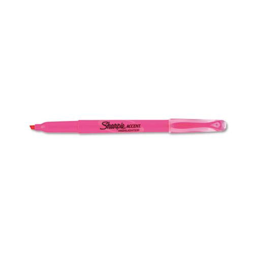 Pocket Style Highlighters, Chisel Tip, Fluorescent Pink, Dozen