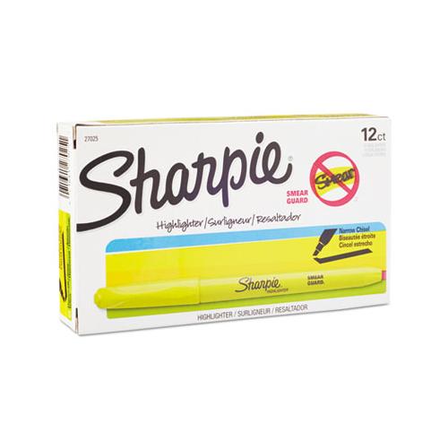 Pocket Style Highlighters, Chisel Tip, Fluorescent Yellow, Dozen