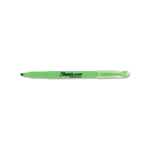 Pocket Style Highlighters, Chisel Tip, Fluorescent Green, Dozen