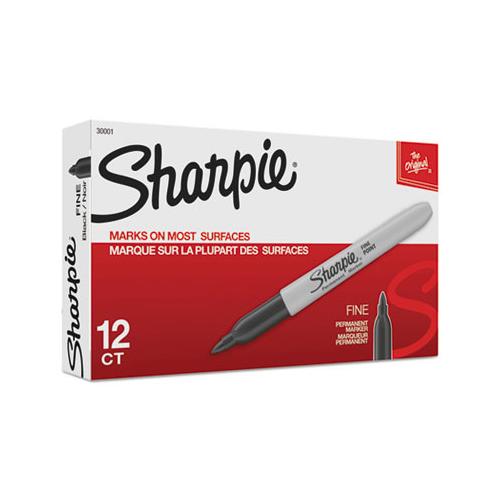 Fine Tip Permanent Marker, Black, Dozen