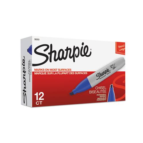 Chisel Tip Permanent Marker, Medium, Blue, Dozen