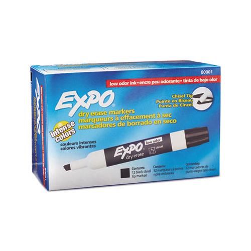 Low-odor Dry-erase Marker, Broad Chisel Tip, Black, Dozen